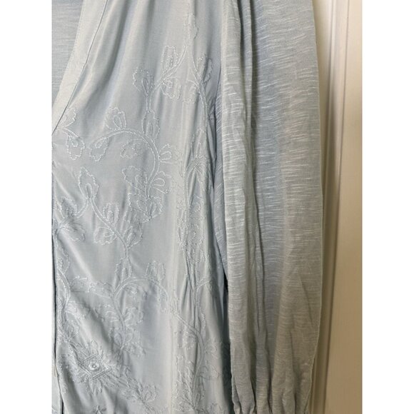 Democracy Embroidered 3/4 Sleeve Heather Muted Blue Small Blouse - Flawed - Picture 4 of 13